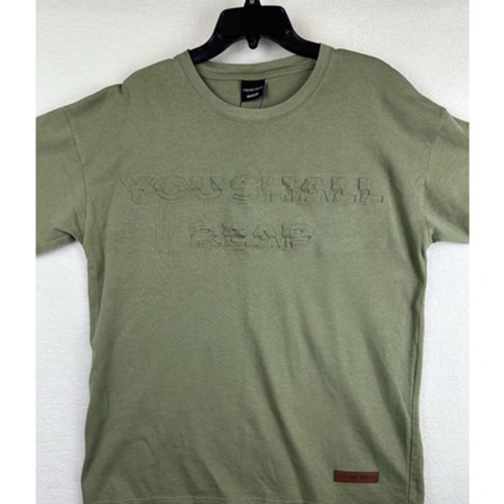 Free The Souls You Shall Reap Olive Green Embossed Graphic T-Shirt Mens Medium